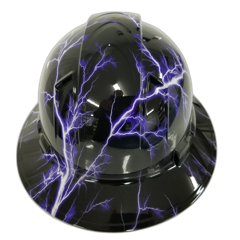Purple Lightning Storm hard hat back view