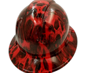 Red Melting Skull Wicked Custom Hydro Dipped Full Brim Hard Hat - Back View