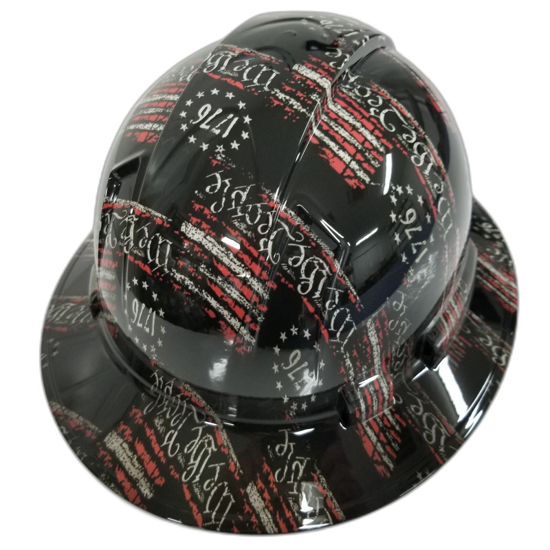 1776 We The People Flag hard hat back view