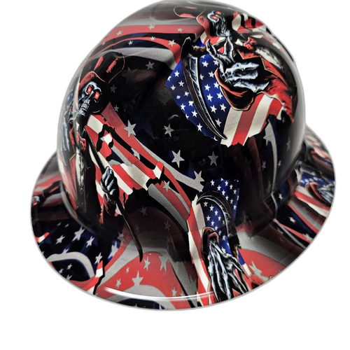 American Reaper Grim Reaper Custom Hydro Dipped Full Brim Hard Hat - Back View