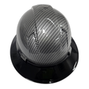 Blacked Out Silver Carbon Fiber Custom Hydro Dipped Full Brim Hard Hat - Back View