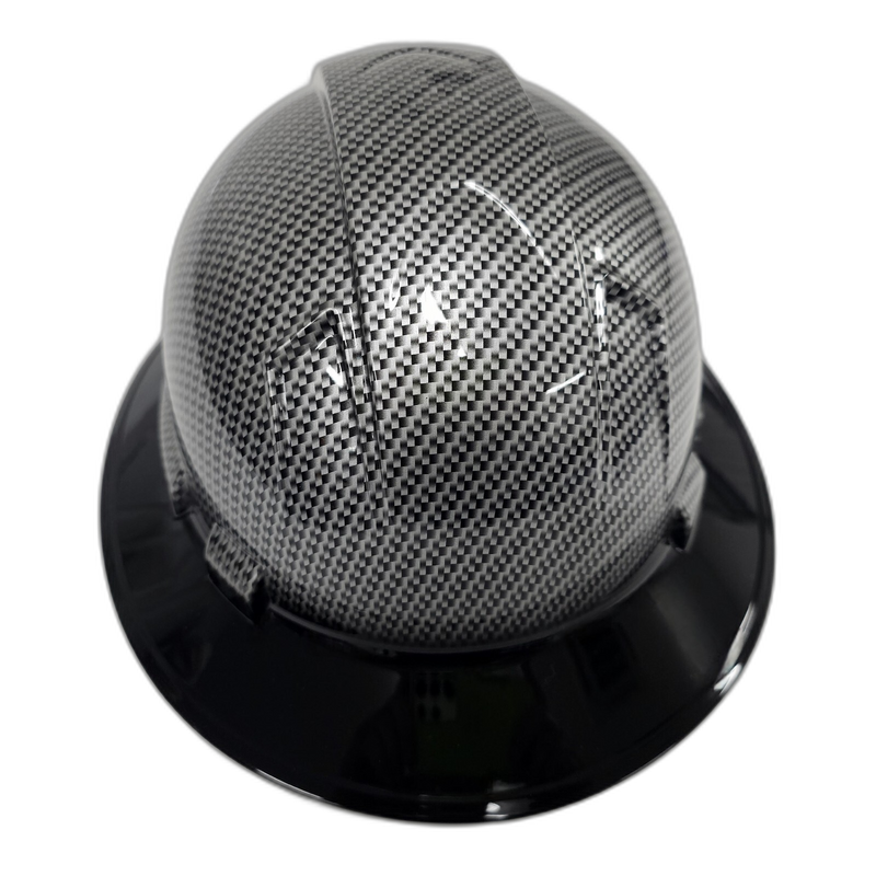 Silver Black Carbon Fiber hard hat back view