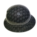 3D Gray Hex Carbon Deep 3D Effects Custom Hydro Dipped Full Brim Hard Hat - Back View