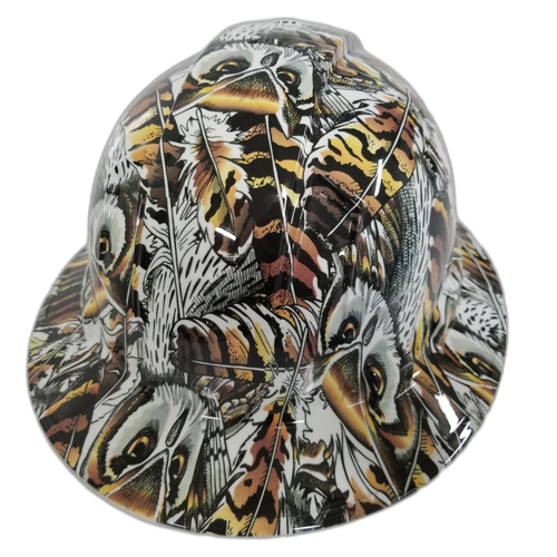 Snow Owl Camo Nature Animals Custom Hydro Dipped Full Brim Hard Hat - Back View