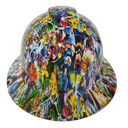 Cartoon Sticker Bomb Custom Hydro Dipped Full Brim Hard Hat - Right Side View