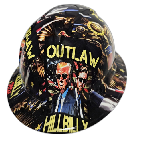 Vance Outlaw Hillbilly 2024 Pres Custom Hydro Dipped Full Brim Hard Hat - Back View