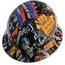Construction Worker Sticker Bomb Custom Hydro Dipped Full Brim Hard Hat - Back View