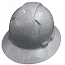White Hex Carbon Fiber Custom Hydro Dipped Full Brim Hard Hat - Back View