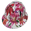 Stargazer Lillies Flowers Custom Hydro Dipped Full Brim Hard Hat - Back View