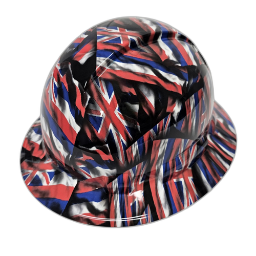 Hawaii State Flag Custom Hydro Dipped Full Brim Hard Hat - Back View
