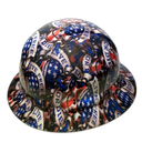 Live Free Or Die USA America Custom Hydro Dipped Full Brim Hard Hat - Back View