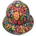 Peace And Love Flowers Custom Hydro Dipped Full Brim Hard Hat - Back View