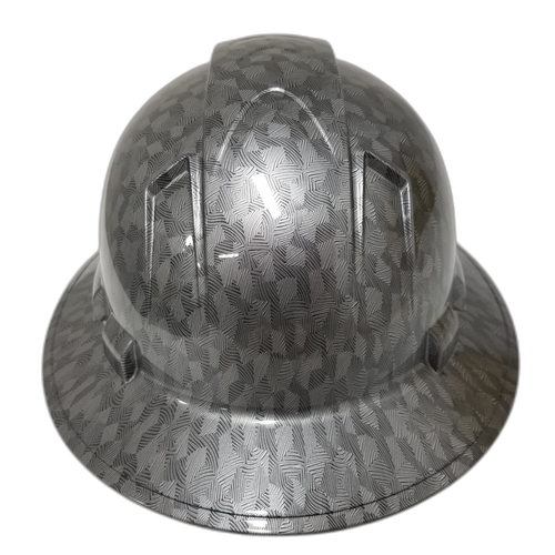 Forged Carbon Fiber Custom Hydro Dipped Full Brim Hard Hat - Back View