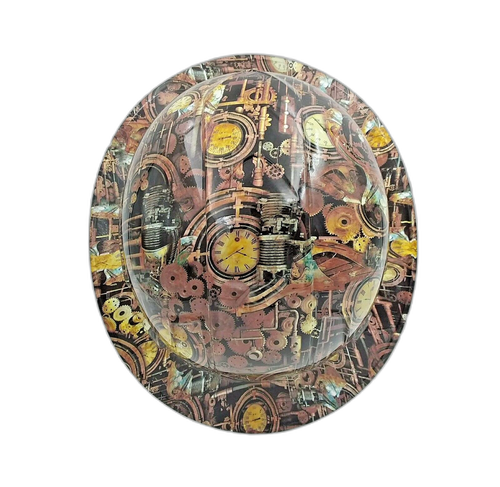 Steam Punk Engineering Camo Custom Hydro Dipped Full Brim Hard Hat - Back View