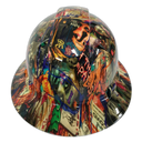 Pop Art Davinci Sticker Bomb Custom Hydro Dipped Full Brim Hard Hat - Back View