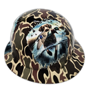 Drake Duck Hunter Chasing Bands Custom Hydro Dipped Full Brim Hard Hat - Back View
