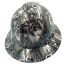 White Zombie Art Custom Hydro Dipped Full Brim Hard Hat - Back View