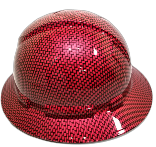 Candy Apple Red Custom Hydro Dipped Full Brim Hard Hat - Back View