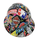Plumbers Sticker Bomb Custom Hydro Dipped Full Brim Hard Hat - Back View