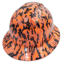 Digital Orange Camo Custom Hydro Dipped Full Brim Hard Hat - Back View