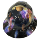 Milky Way Galaxy Planets Custom Hydro Dipped Full Brim Hard Hat - Back View