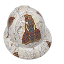 Mosaic Elephant Pattern Custom Hydro Dipped Full Brim Hard Hat - Back View