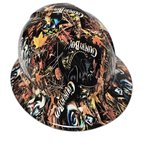 Country Boy Camo Deep Woods Custom Hydro Dipped Full Brim Hard Hat - Back View