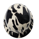 Black And White Cow Hide Custom Hydro Dipped Full Brim Hard Hat - Back View