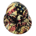 American Eagle Collage Watercolor Custom Hydro Dipped Full Brim Hard Hat - Back View