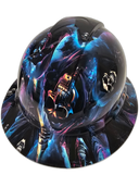 The Grim Reaper Midnight Creeper Custom Hydro Dipped Full Brim Hard Hat - Back View