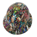 Adult Cartoon Sticker Bomb Custom Hydro Dipped Full Brim Hard Hat - Back View