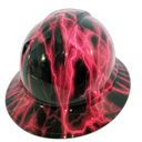 Hot Pink Lightning Bolt Custom Hydro Dipped Full Brim Hard Hat - Back View