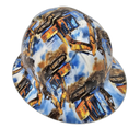 Excavators Construction World Custom Hydro Dipped Full Brim Hard Hat - Back View
