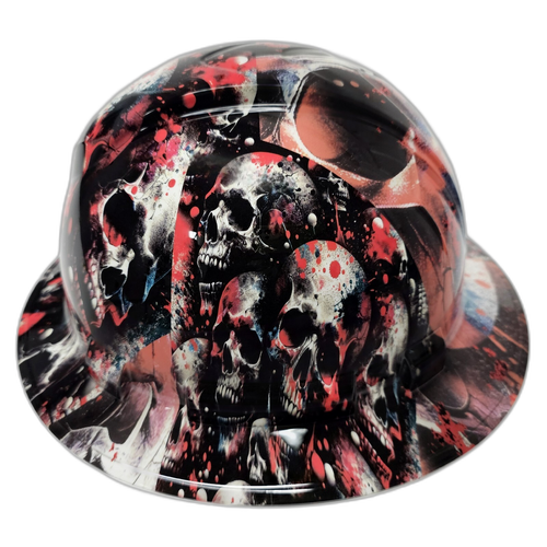 Boody Skull Abstract Skulls Skull Camo Custom Hydro Dipped Full Brim Hard Hat - Back View