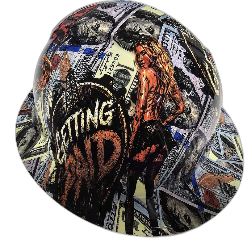Oilfield Dirty Hands Clean Money hard hat back view