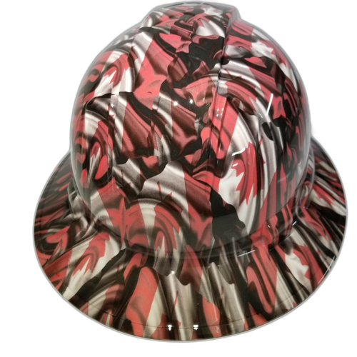 The Canadian Flag Custom Hydro Dipped Full Brim Hard Hat - Back View