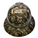 Military Truck Camo Custom Hydro Dipped Full Brim Hard Hat - Back View