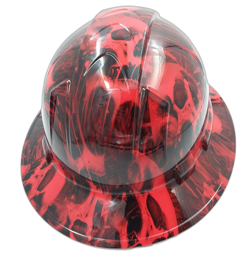 Glowing Red Melting Skull hard hat back view