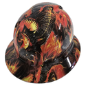Fire Breathing Dragon Custom Hydro Dipped Full Brim Hard Hat - Back View