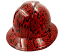 Red Snakeskin extreme snake Custom Hydro Dipped Full Brim Hard Hat - Back View