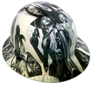 Chicano Girls Lowrider Art Custom Hydro Dipped Full Brim Hard Hat - Back View