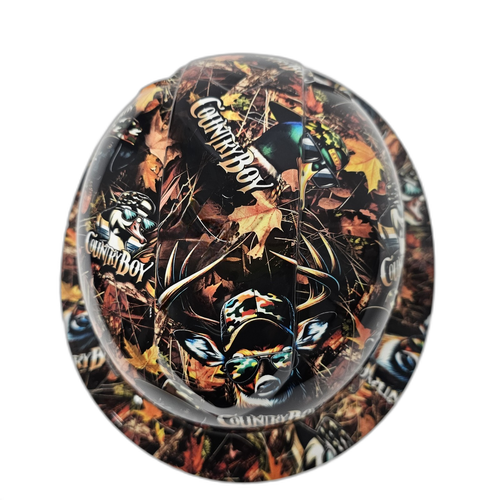 Country Boy Camo Deep Woods Custom Hydro Dipped Full Brim Hard Hat - Top View