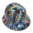 Underwater Sea Turtles Ocean Color Custom Hydro Dipped Full Brim Hard Hat - Top View