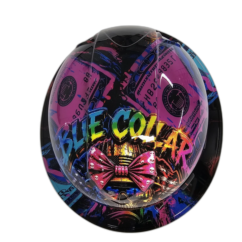 Blue Collar Momma hard hat top view