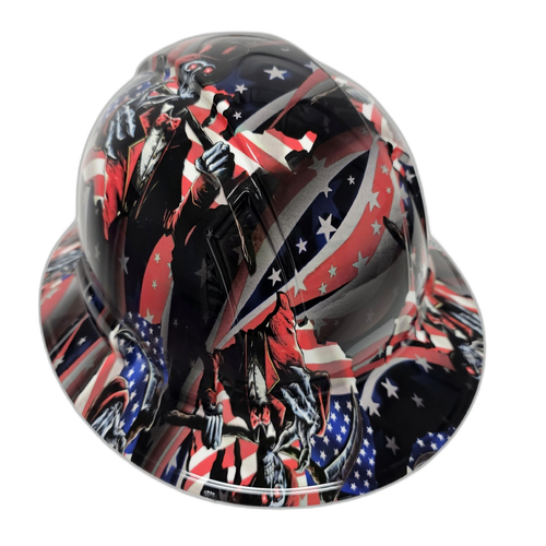 American Reaper Grim Reaper Custom Hydro Dipped Full Brim Hard Hat - Top View