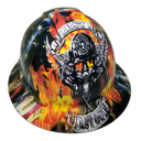 Firefighter First In Last Out Custom Hydro Dipped Full Brim Hard Hat - Top View