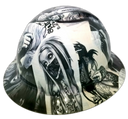Chicano Girls Lowrider Art Custom Hydro Dipped Full Brim Hard Hat - Top View