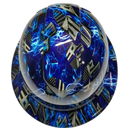 Blue Line Ice Skulls Blue Lightning Custom Hydro Dipped Full Brim Hard Hat - Top View