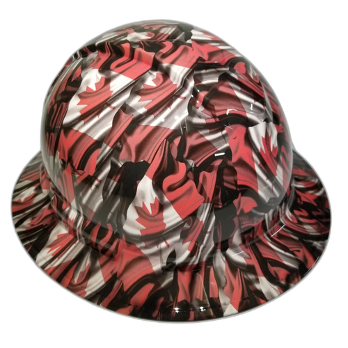 The Canadian Flag Custom Hydro Dipped Full Brim Hard Hat - Top View