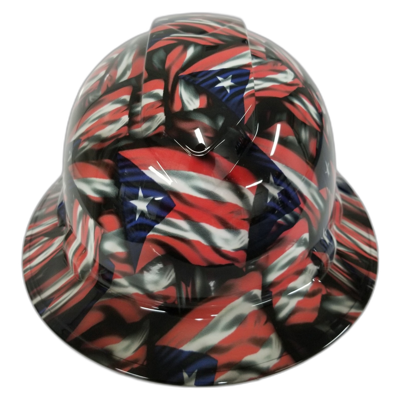 Puerto Rico Lone Star Flag hard hat top view